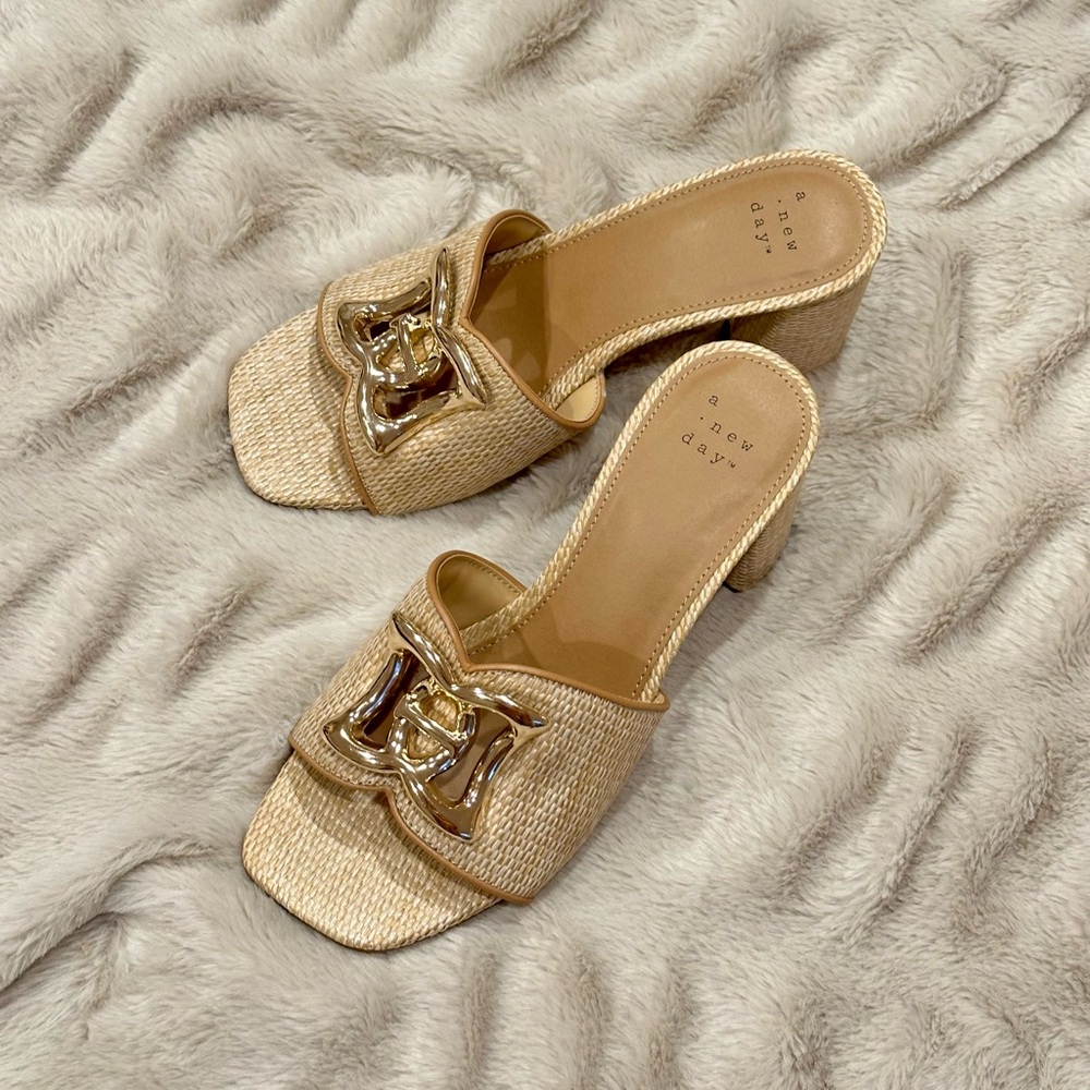 A New Day Women's Gold Mules with Buckle